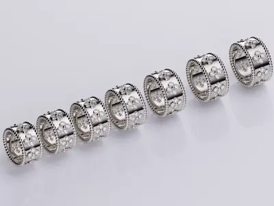 Perlee Clovers Rings Style All Sizes Collection Separate 3D print model