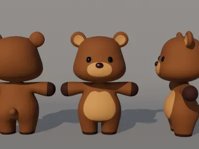 Rigged Cartoon Bear Low-poly 3D model