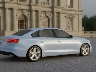 Realistic Modern Sedan Car  Low-poly 3D model