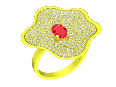 5742 luxury diamond women ring leaf ring  3D print model