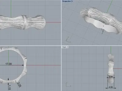 Bamboo textured ring model 849 3D print model
