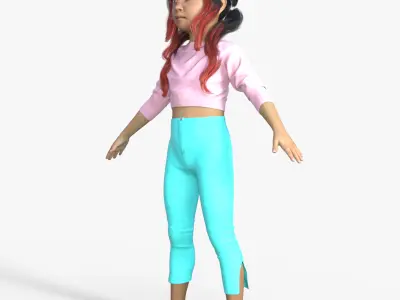 Realistic 3D Girl Character Rigged 3D model purchase