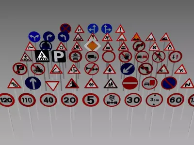 Road sign compilation 3D model