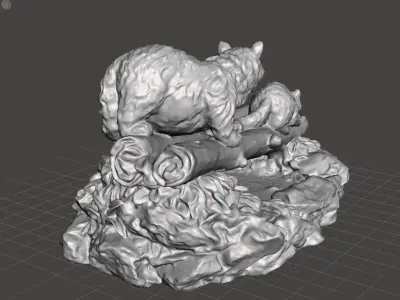 raccoons woodland  scene 3D print model