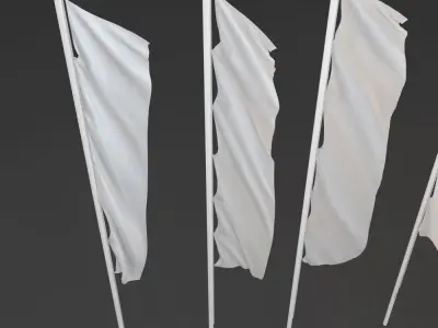 Animated Flagpoles 3D model