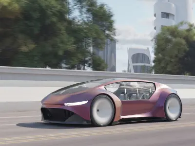 Self-driving car with interior 3D model 3D model