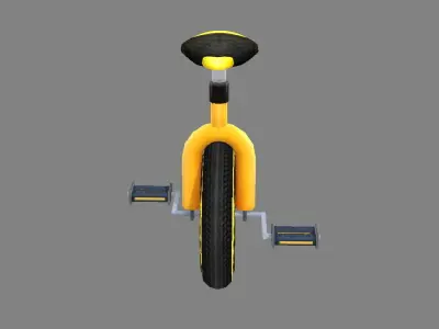 Cartoon unicycle Low-poly 3D model