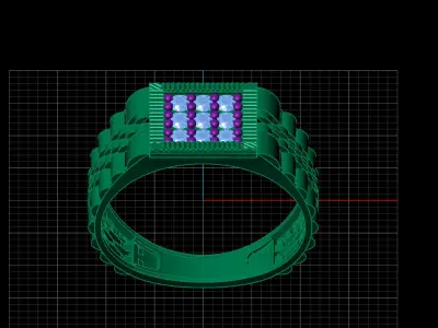Print Ready STL 3DM  Gents Rings Diamond Men Ring  3D print model 195