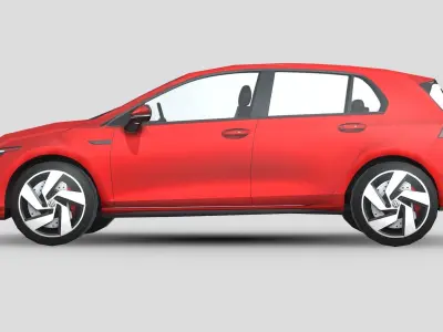 Volkswagen Golf GTI 2020 Low-poly 3D model