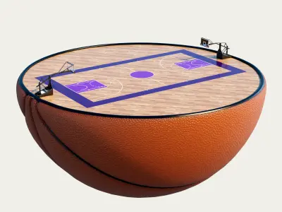 Basketball Half Ball And Basketball Court 3D model
