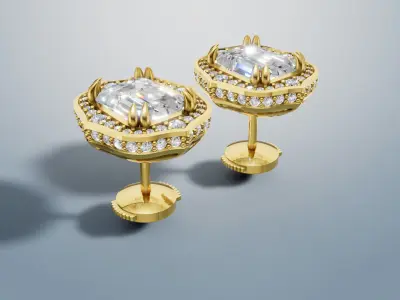 Diamond Earrings 3 D print model C 69 3D print model