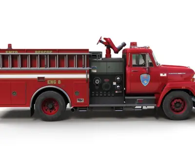 International Fleetstar Fire truck Low-poly 3D model