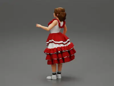 woman standing in frolic dress flamenco 3D print model