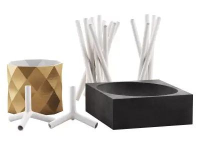 living decor set for the coffee table bb italia vases 00  3D model