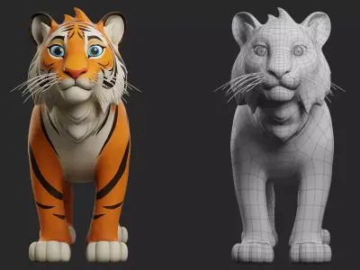 Stylized Tiger Low-poly 3D model