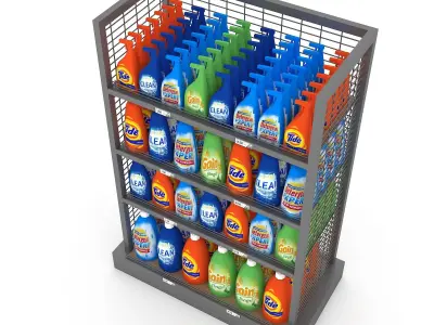cleaning product market stand 05 Low-poly 3D model