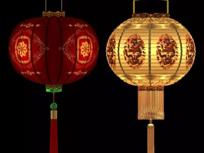 Chinese Red Lantern 3D model 22