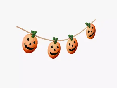 Halloween Garland Decoration - Pumpkins 3D model