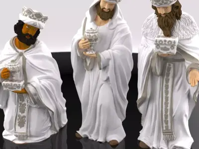 Christmas Crib Birth Pack Three Wise Melchior Caspar Balthazar 3D print model