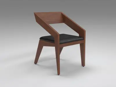 Brenton Dining Chair walnut stain finish Low-poly 3D model