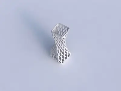 Vase twisted larger opening quadratic with bubble grid lattice 3D print model