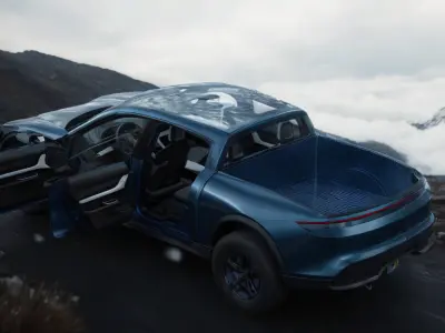 Porsche Taycan Pick-Up Truck Concept blue 3D model