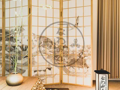 Japanese partition 3D Low-poly 3D model