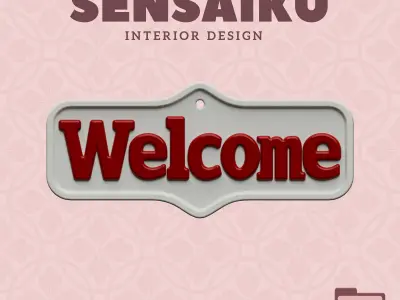 Welcome Door Sign 3D Print File for DIY Home Decor Sensaiku 3D print model