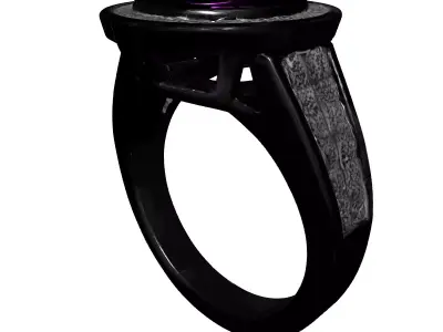 Elegant Purple Gemstone Diamond Ring Low-poly 3D model