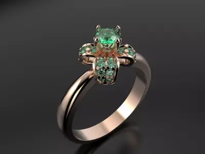 Bow Ring with diamonds 3D print model