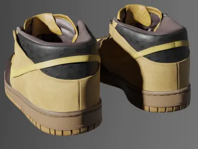 Nike Dunk Mid Pro SB SK8 Shoes 3D model Low-poly 3D model