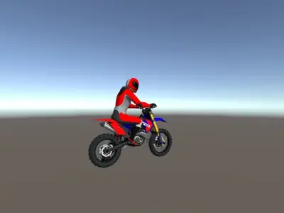 Low Poly Dirt Bike With Rider-2 Low-poly 3D model