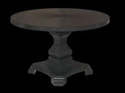 Traditional Style Wooden Round Top Dining Table Low-poly 3D model