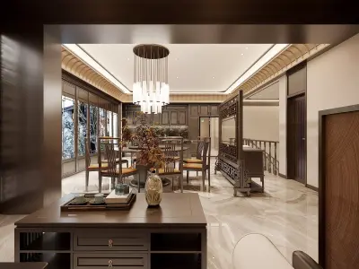 Chinese LD and dining room kitchen 3D model