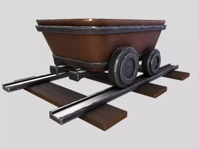 Stylized MineCart Free low-poly 3D model