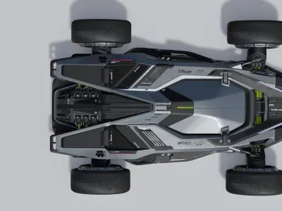 SCI-FI Futuristic F1-Rollcage Concept Racing Car - Unreal Ready Low-poly 3D model