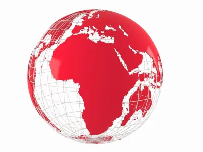 Globe News Skeleton Ruby RED Color 3D model