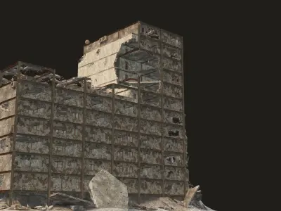 DESTROYED BUILDING 05 Low-poly 3D model
