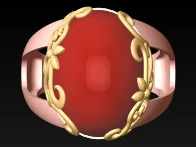 Oval Stone Ring - GN219 3D print model