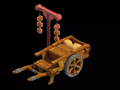Game Traffic - Wooden Pushcart 3D model