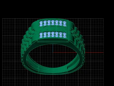 Print Ready STL 3DM  Gents Rings Diamond Men Ring  3D print model 43