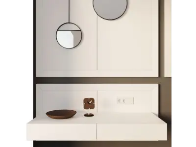 Headboard 5 bathroom with mirrors on wall 3D model