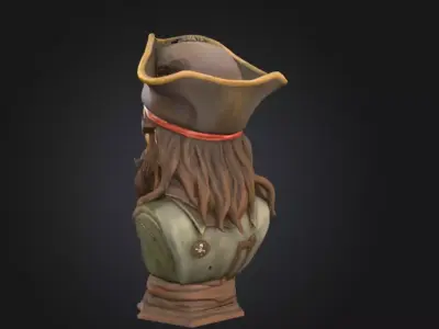 Porcelain Pirate Bust Low-poly 3D model
