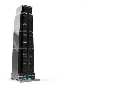 Futuristic Skyscraper with Neon Accents model pack Low-poly 3D model