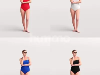  Humano Beautiful Woman in swimsuit sitting pool-2511-032-7312 3D model