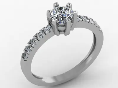 Engagement diamond ring made of two types of metal 3D print model