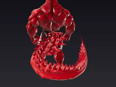 RED CROCODILE FIGHTER Low-poly 3D model