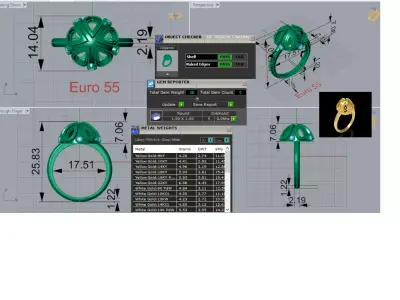 stl 3dm Ring Golden Flower with Sparkling Diamonds jr00238 3D print model