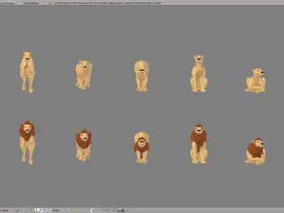 Lions lion Low-poly 3D model