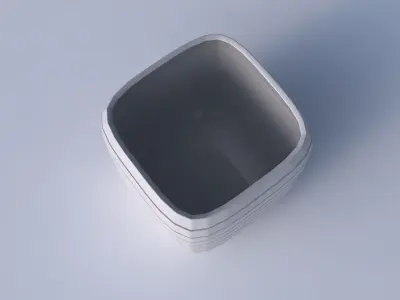 Vase quadratic stumpy with hard horizontal dents 3D print model